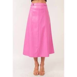 NEW TEA & CUP faux leather midi skirt in pink